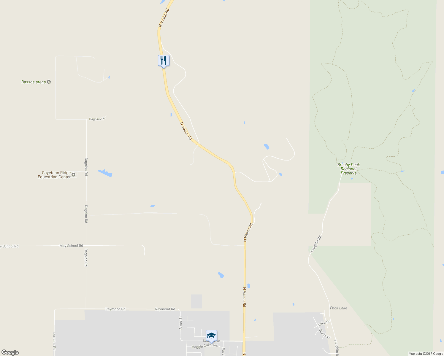 map of restaurants, bars, coffee shops, grocery stores, and more near 3850 North Vasco Road in Livermore