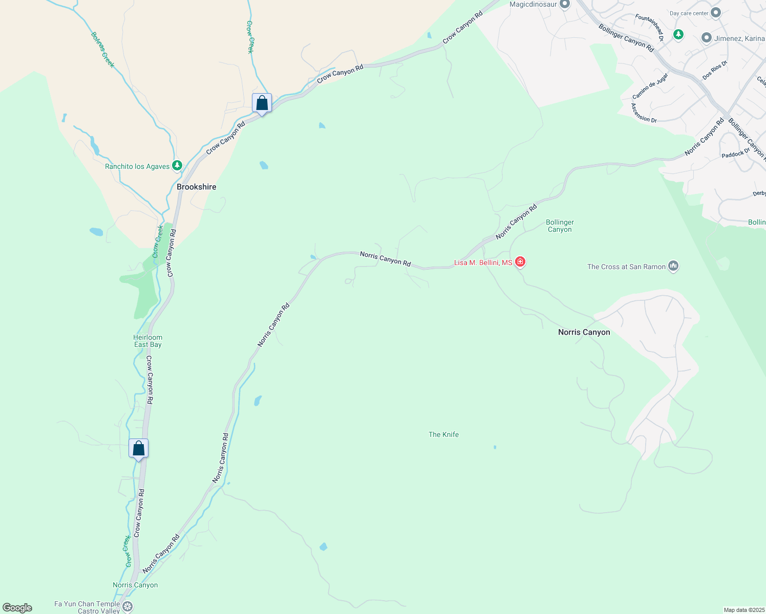 map of restaurants, bars, coffee shops, grocery stores, and more near 10250 Norris Canyon Road in Castro Valley