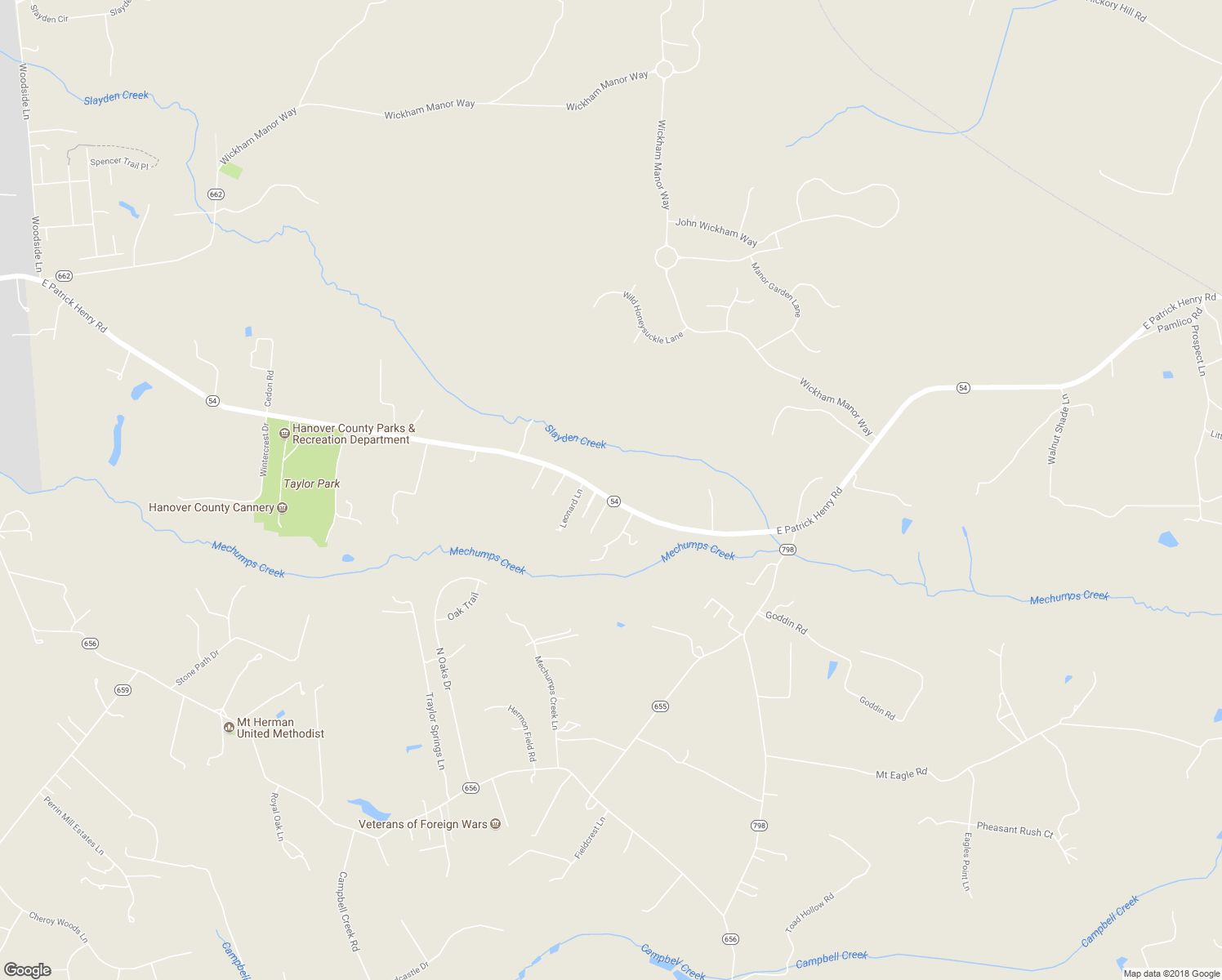 map of restaurants, bars, coffee shops, grocery stores, and more near 9222 East Patrick Henry Road in Ashland