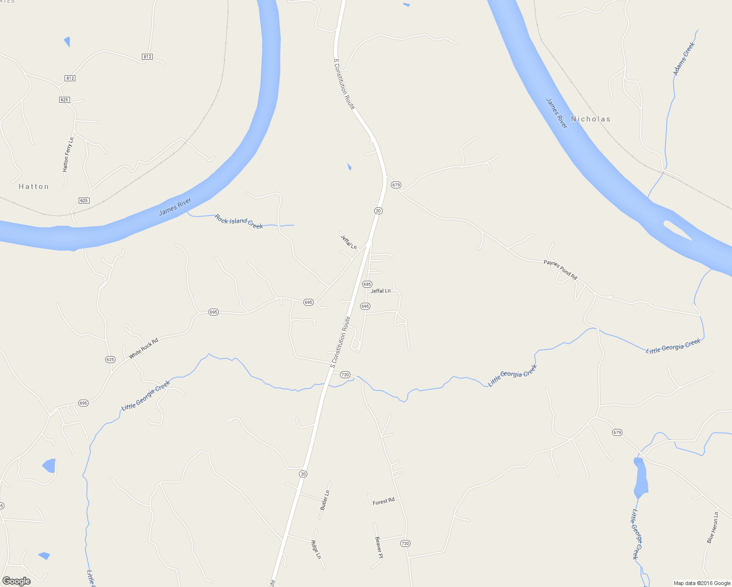 map of restaurants, bars, coffee shops, grocery stores, and more near B-A-H Road in Scottsville