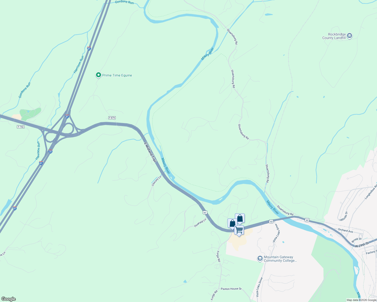 map of restaurants, bars, coffee shops, grocery stores, and more near 57 Trimble Trail in Buena Vista