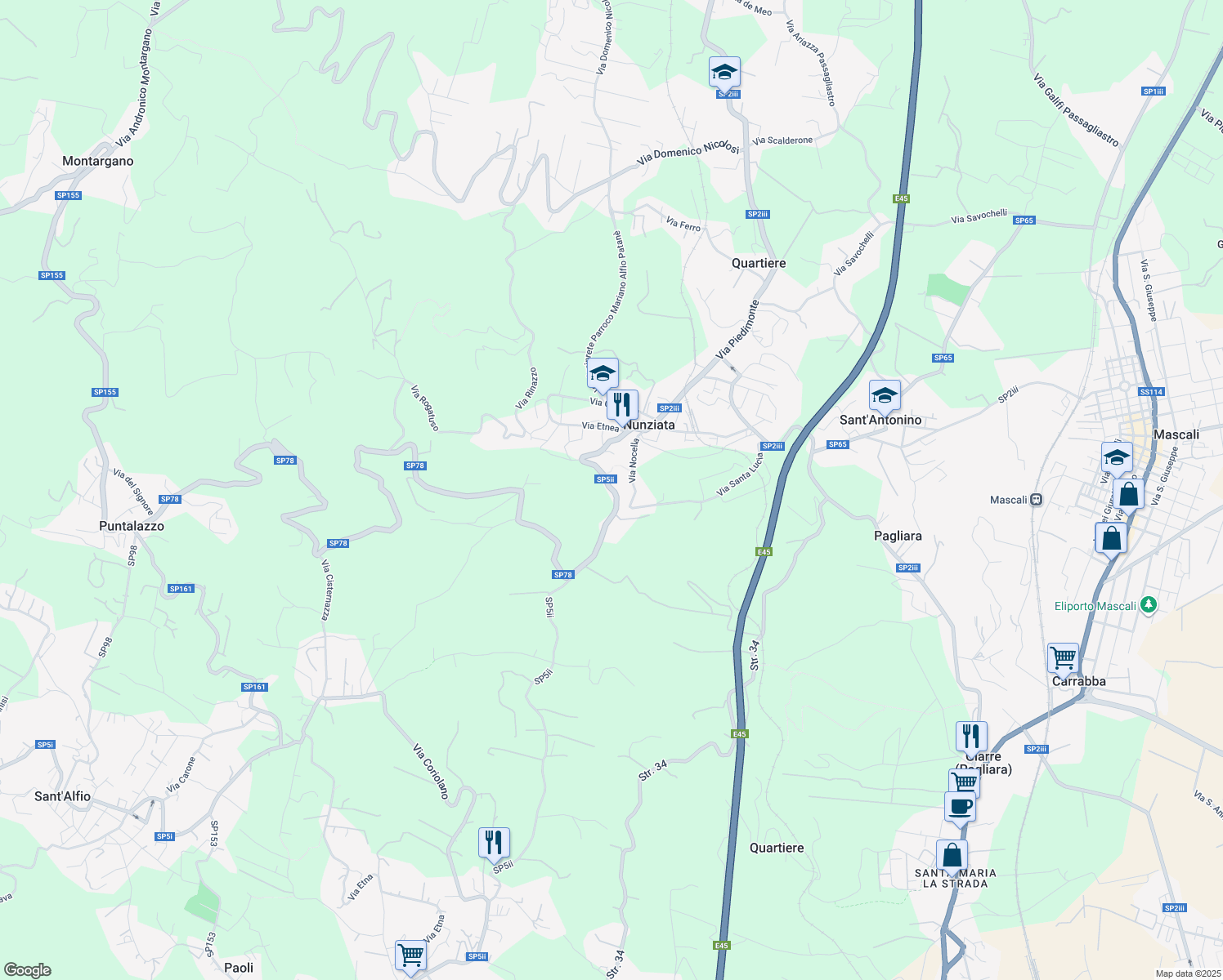 map of restaurants, bars, coffee shops, grocery stores, and more near 90 Via San Giovanni in Nunziata