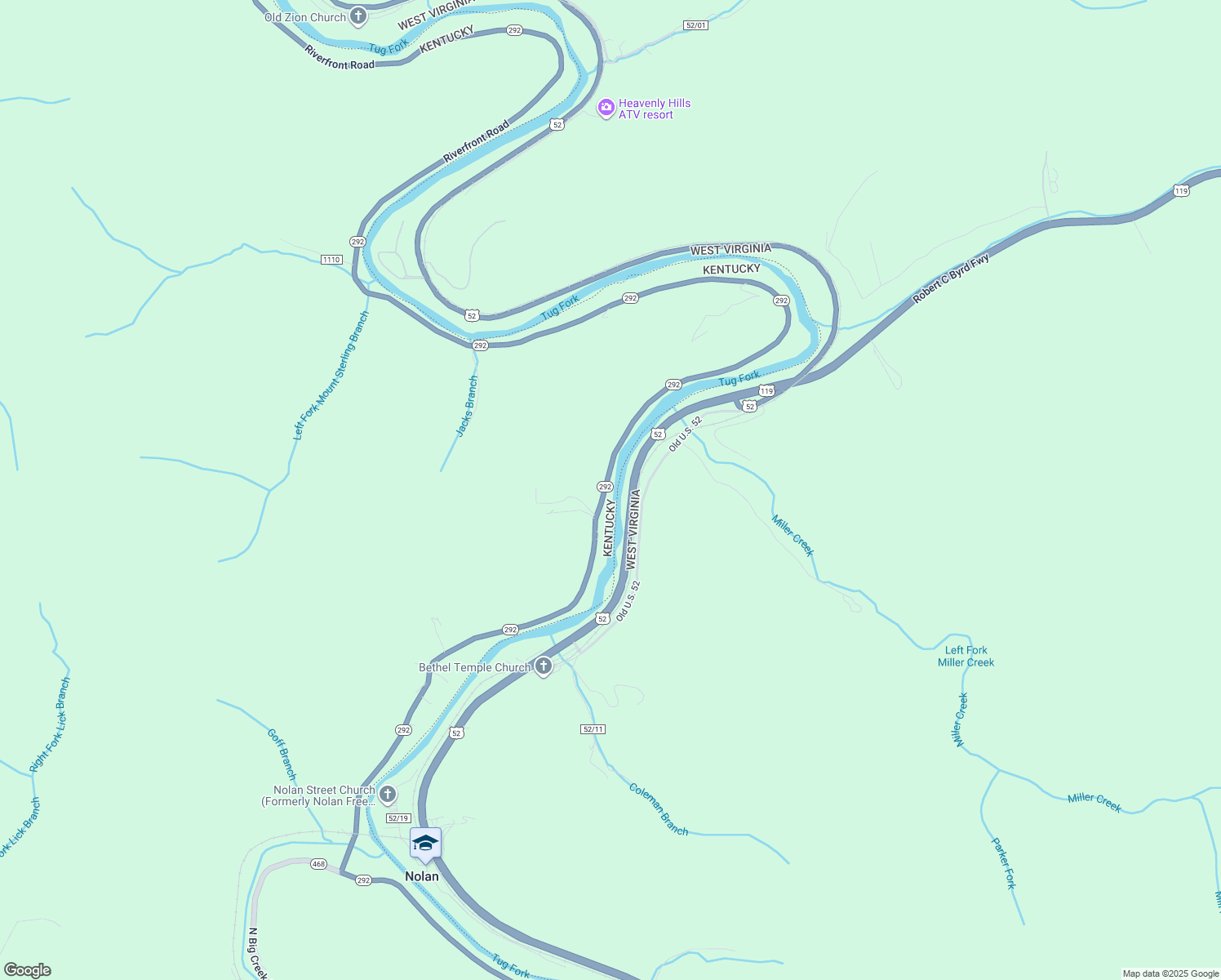 map of restaurants, bars, coffee shops, grocery stores, and more near Kentucky 292 in Pilgrim