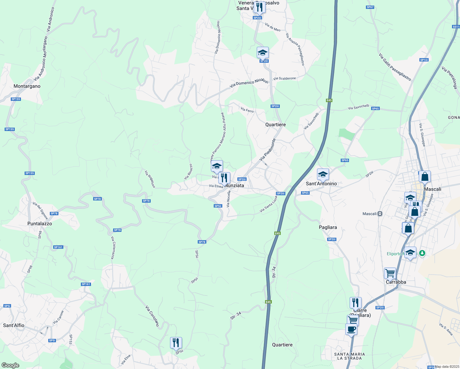 map of restaurants, bars, coffee shops, grocery stores, and more near 10 Via Kennedy in Nunziata