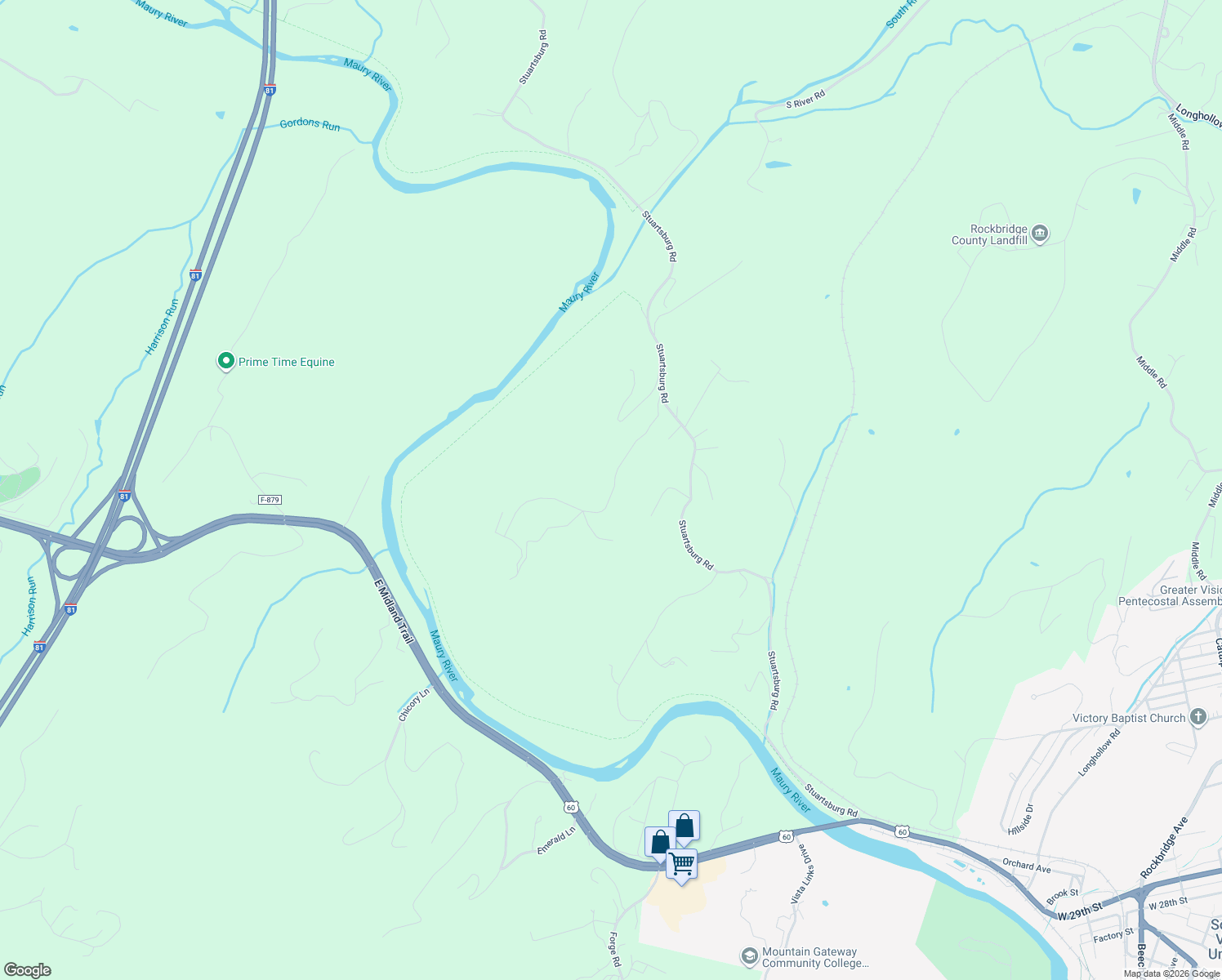 map of restaurants, bars, coffee shops, grocery stores, and more near 57 Trimble Trail in Buena Vista