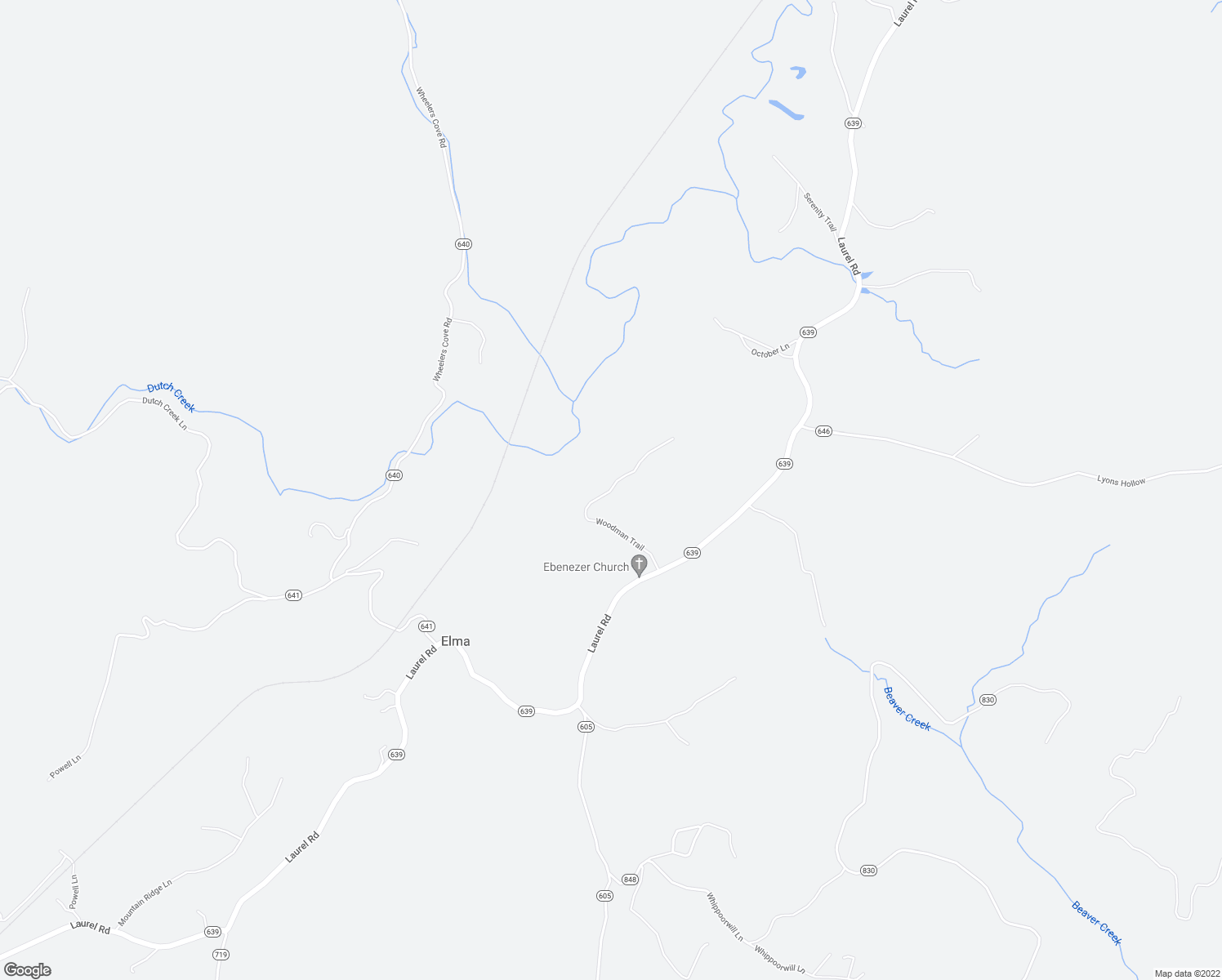 map of restaurants, bars, coffee shops, grocery stores, and more near Woodman Trail in Nelson County