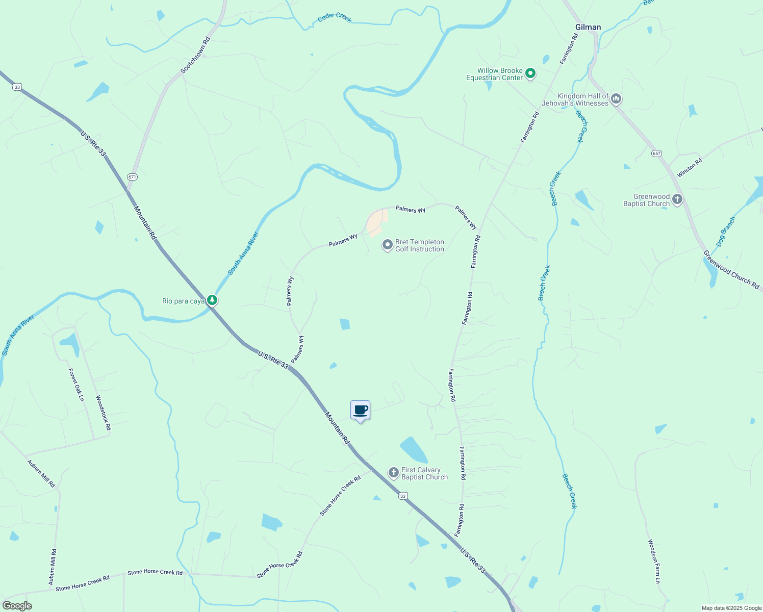 map of restaurants, bars, coffee shops, grocery stores, and more near 14548 Foxford Lane in Glen Allen