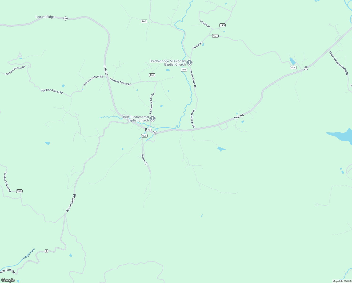 map of restaurants, bars, coffee shops, grocery stores, and more near 2103 Bolt Road in Fairdale