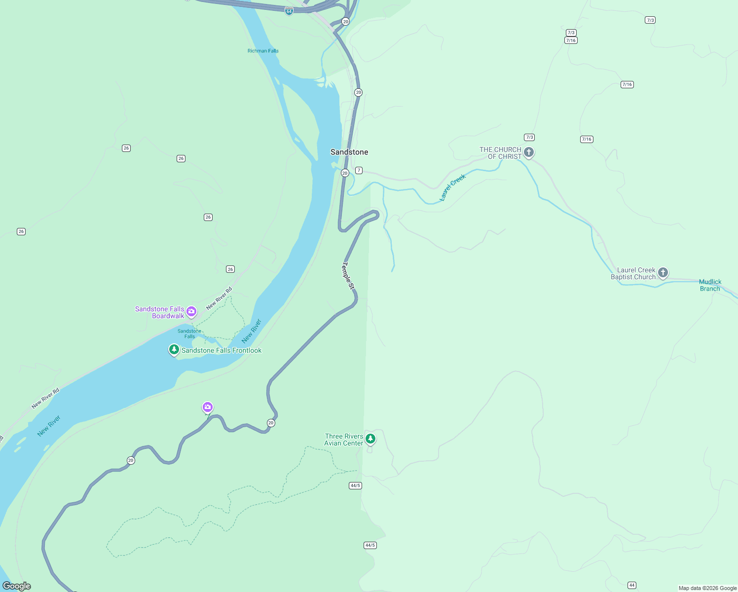 map of restaurants, bars, coffee shops, grocery stores, and more near 55 Brier Ridge Road in Sandstone