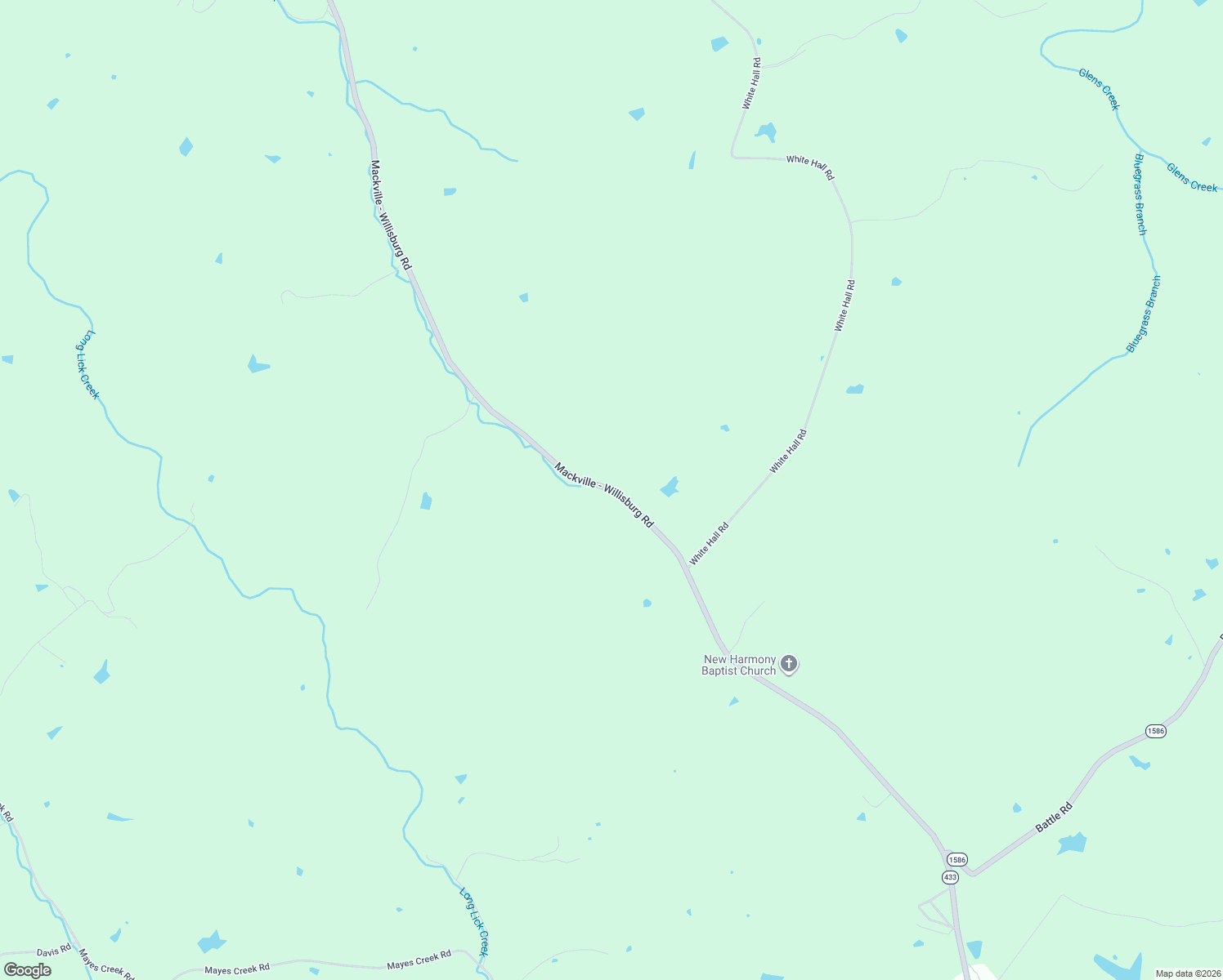 map of restaurants, bars, coffee shops, grocery stores, and more near Mackville - Willisburg Road in Mackville