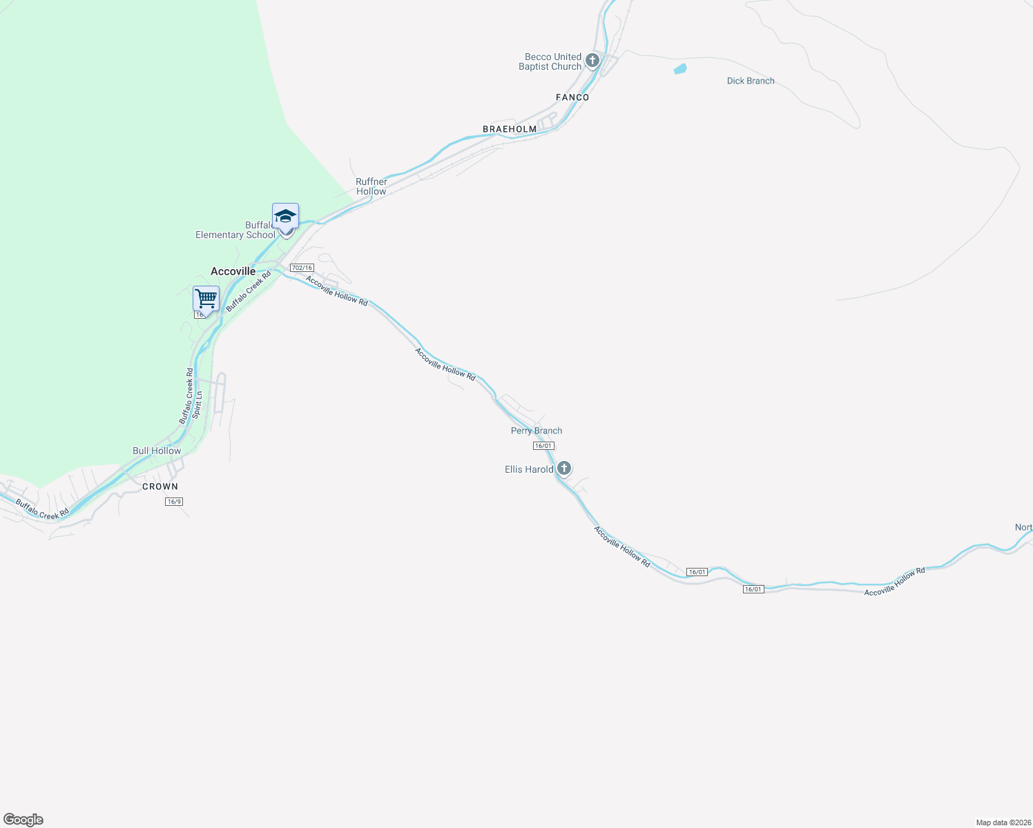 map of restaurants, bars, coffee shops, grocery stores, and more near 1028 Accoville Hollow Road in Accoville