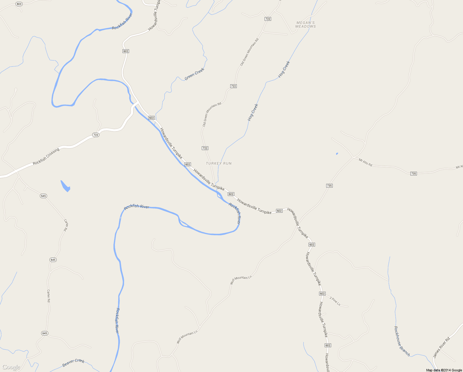 map of restaurants, bars, coffee shops, grocery stores, and more near 10115 Howardsville Turnpike in Esmont