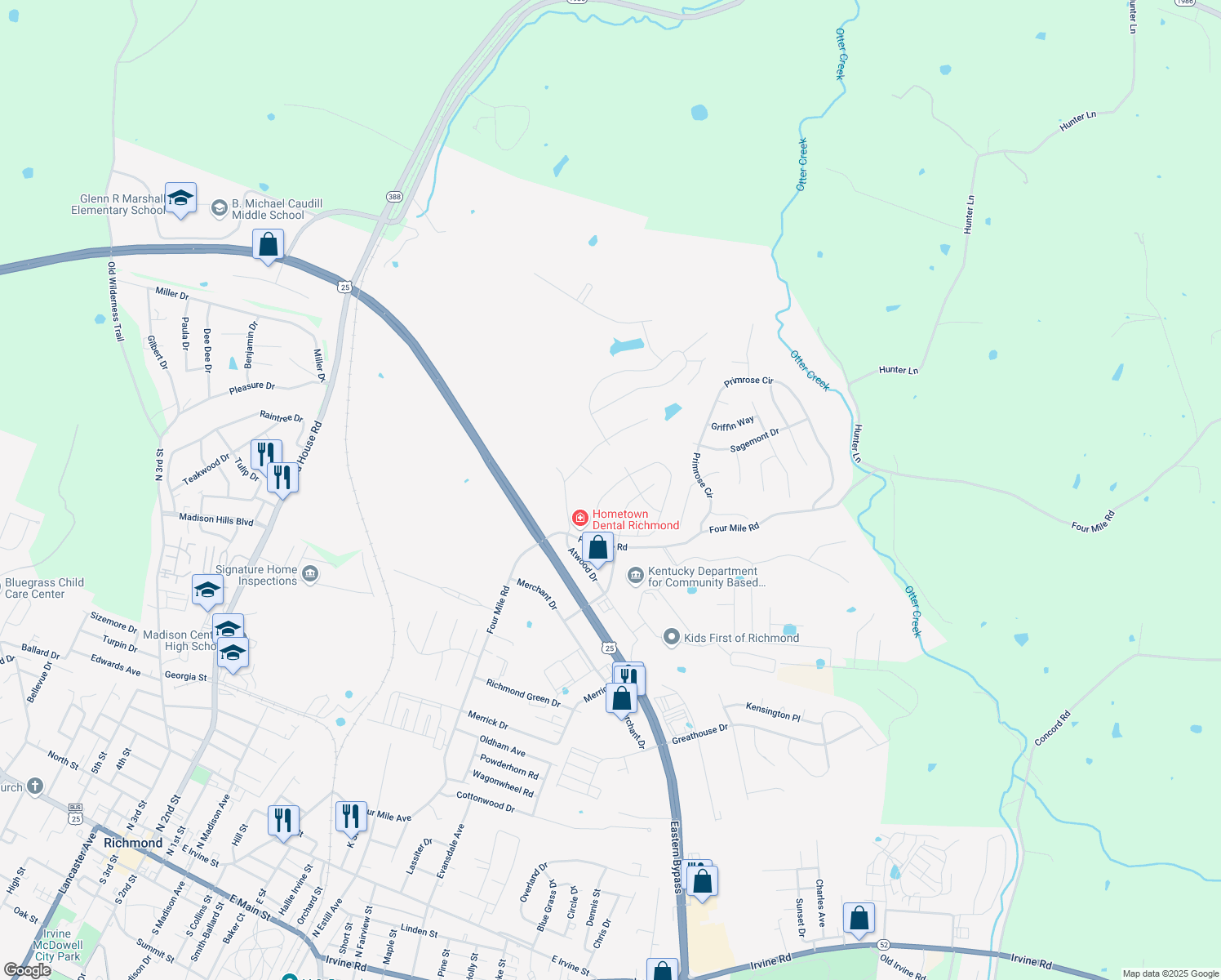 map of restaurants, bars, coffee shops, grocery stores, and more near 1006 Cobble Dr in Richmond