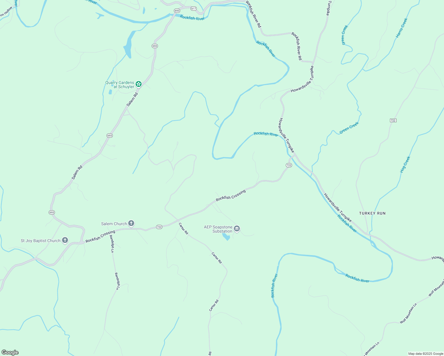 map of restaurants, bars, coffee shops, grocery stores, and more near 1151 Rockfish Crossing in Schuyler
