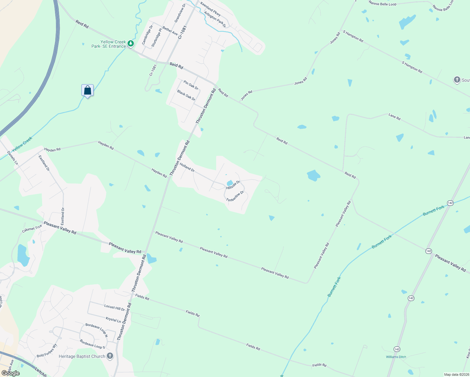 map of restaurants, bars, coffee shops, grocery stores, and more near 2726 Cr-1115F in Owensboro