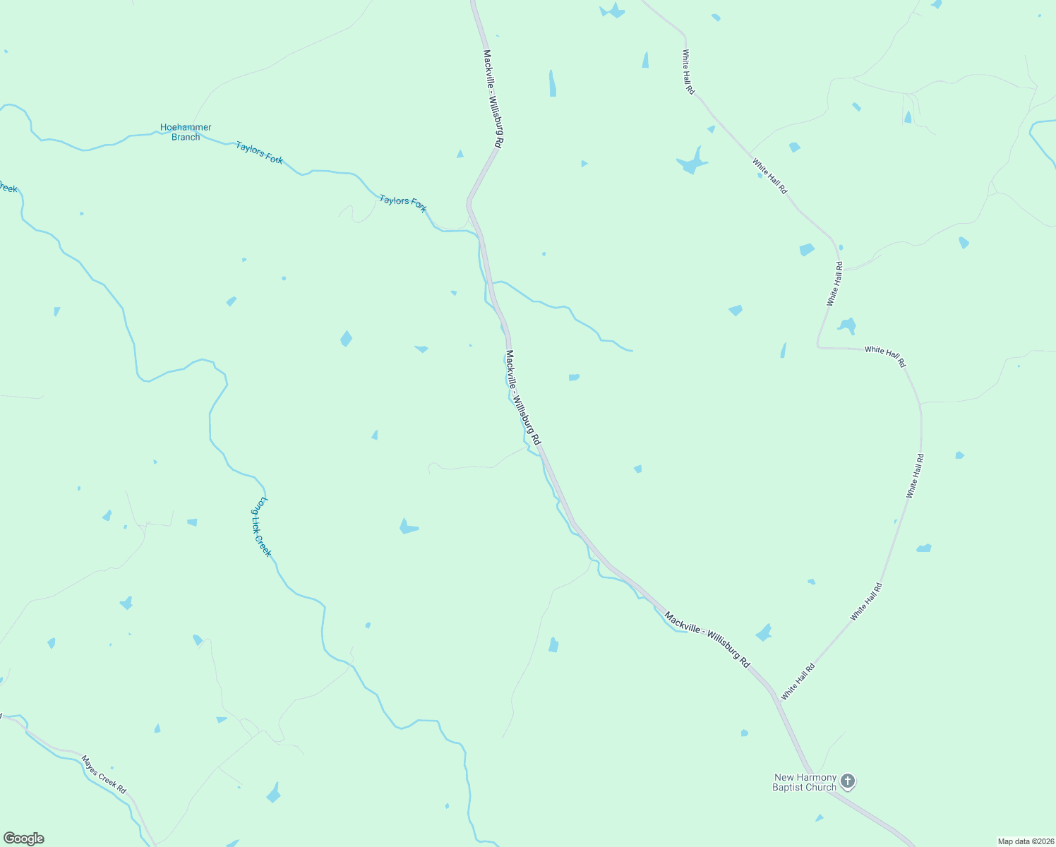 map of restaurants, bars, coffee shops, grocery stores, and more near Mackville - Willisburg Road in Mackville