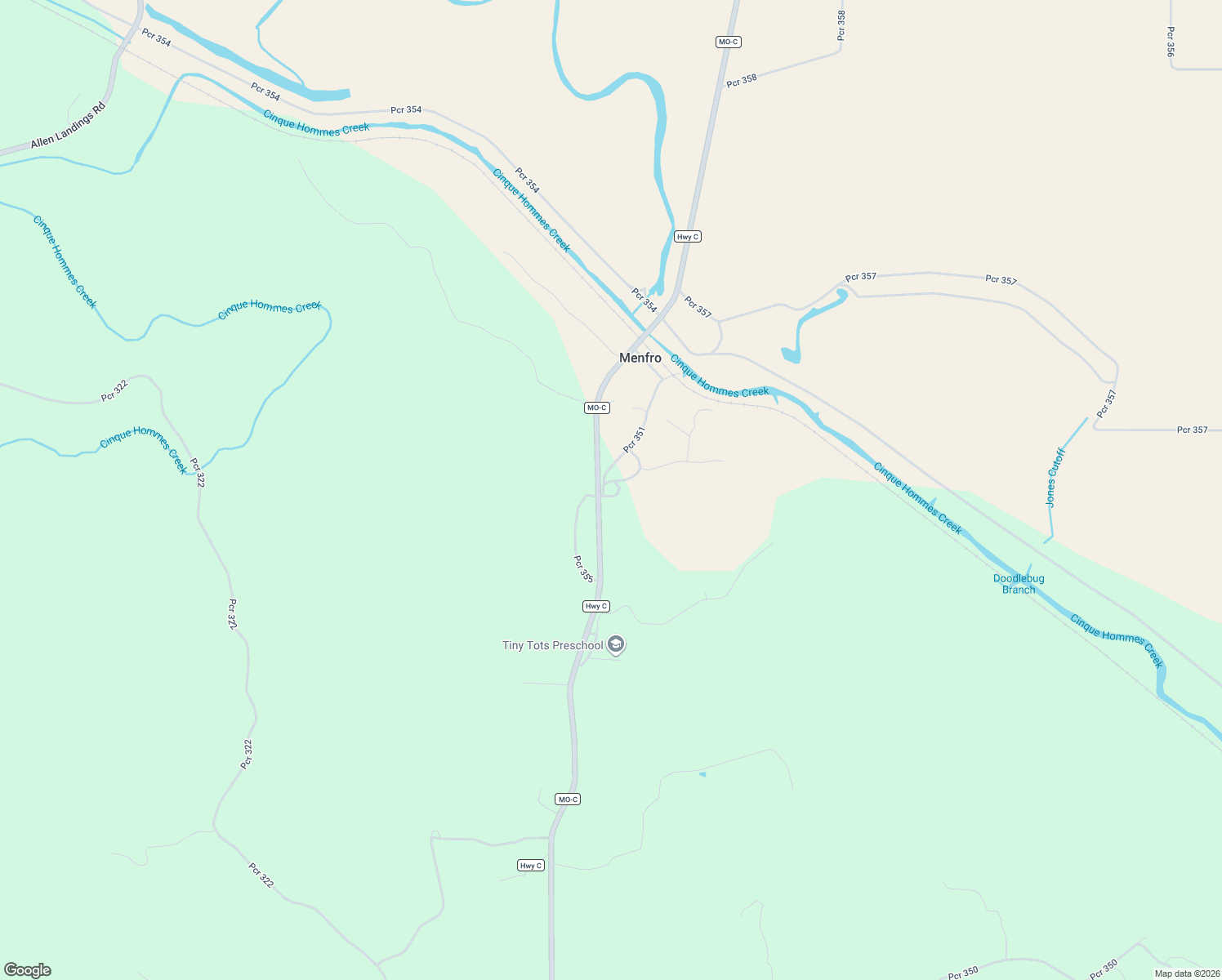 map of restaurants, bars, coffee shops, grocery stores, and more near Highway C in Perryville