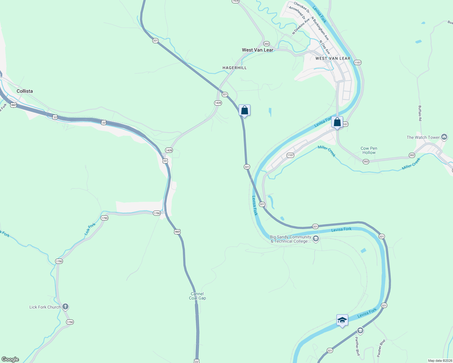 map of restaurants, bars, coffee shops, grocery stores, and more near 5109 Kentucky 321 in Johnson County