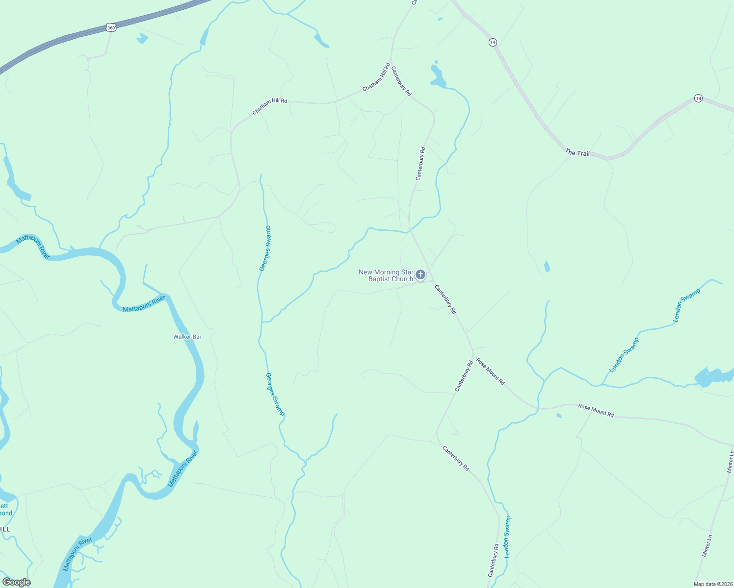 map of restaurants, bars, coffee shops, grocery stores, and more near Greenbriar Road in Walkerton