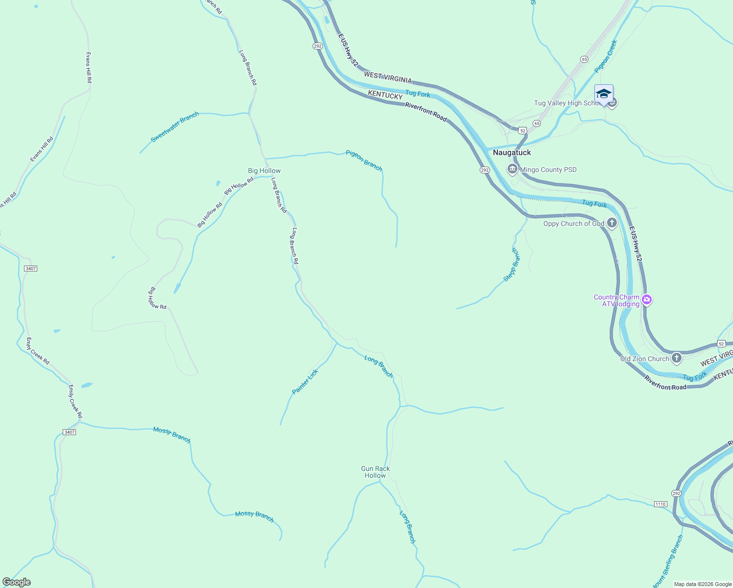map of restaurants, bars, coffee shops, grocery stores, and more near Long Branch Road in Pilgrim
