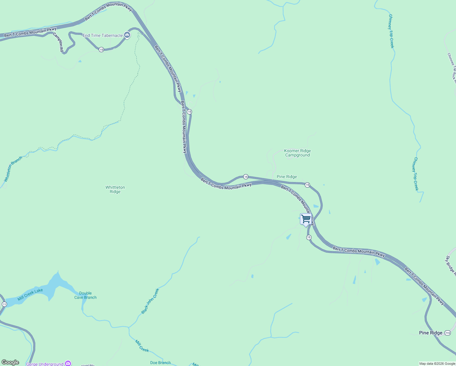 map of restaurants, bars, coffee shops, grocery stores, and more near Kentucky 15 in Pine Ridge
