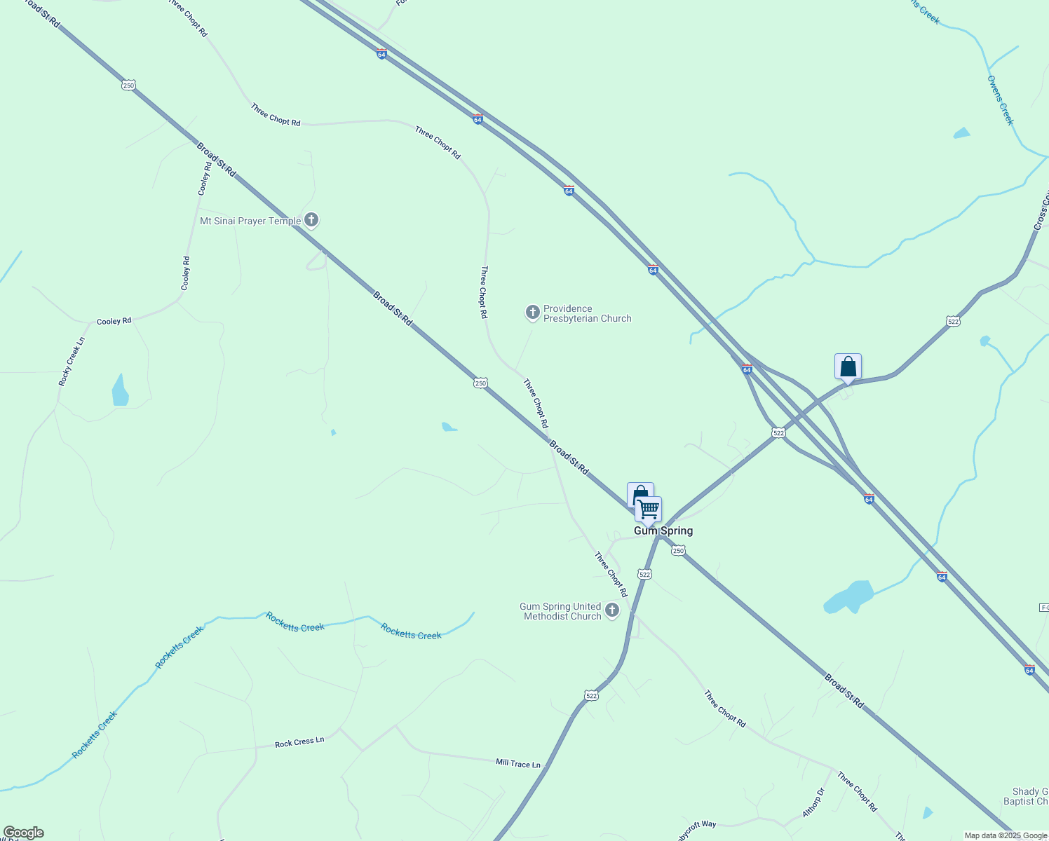 map of restaurants, bars, coffee shops, grocery stores, and more near 4151 Broad Street Road in Gum Spring