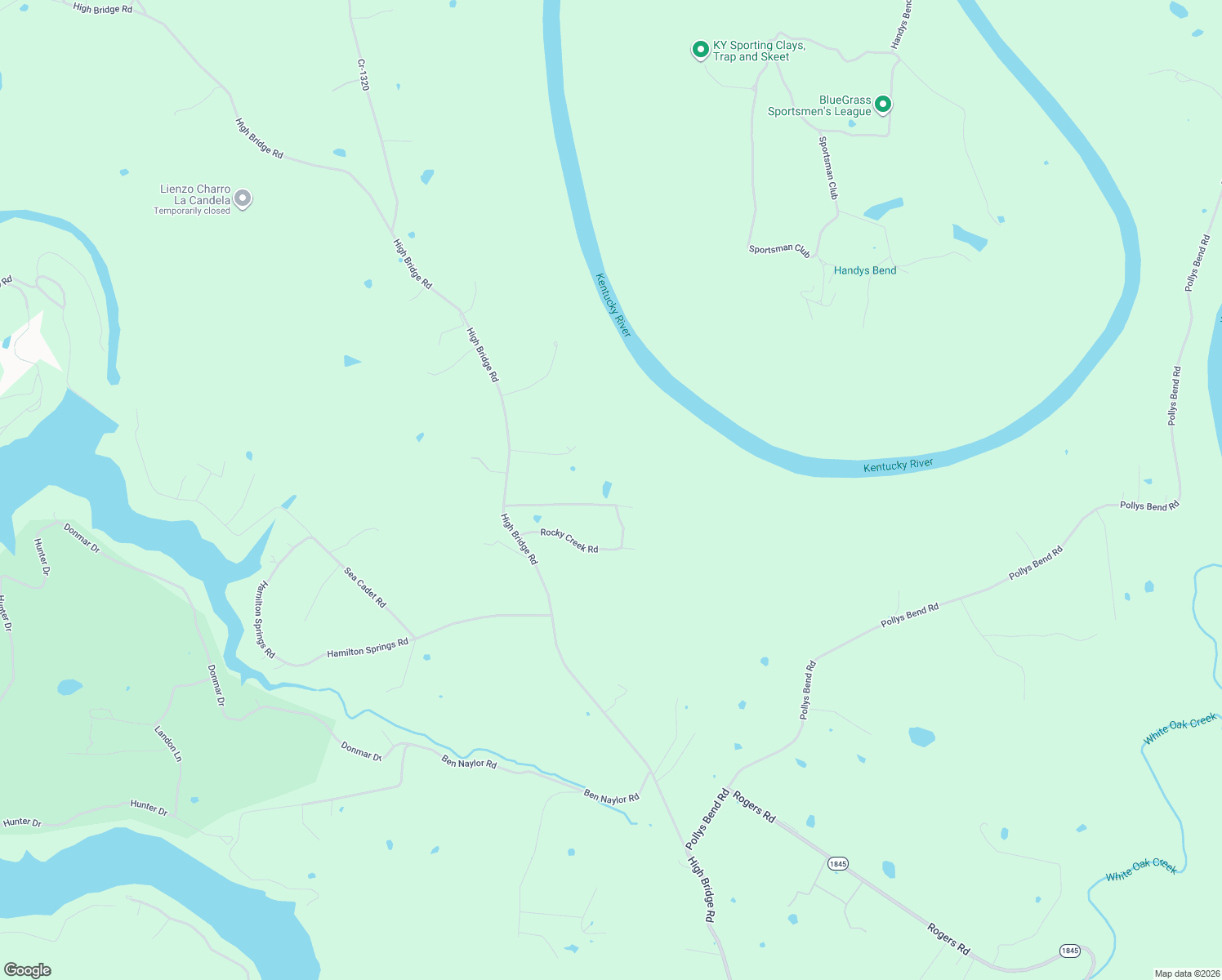 map of restaurants, bars, coffee shops, grocery stores, and more near 2458 High Bridge Road in Lancaster