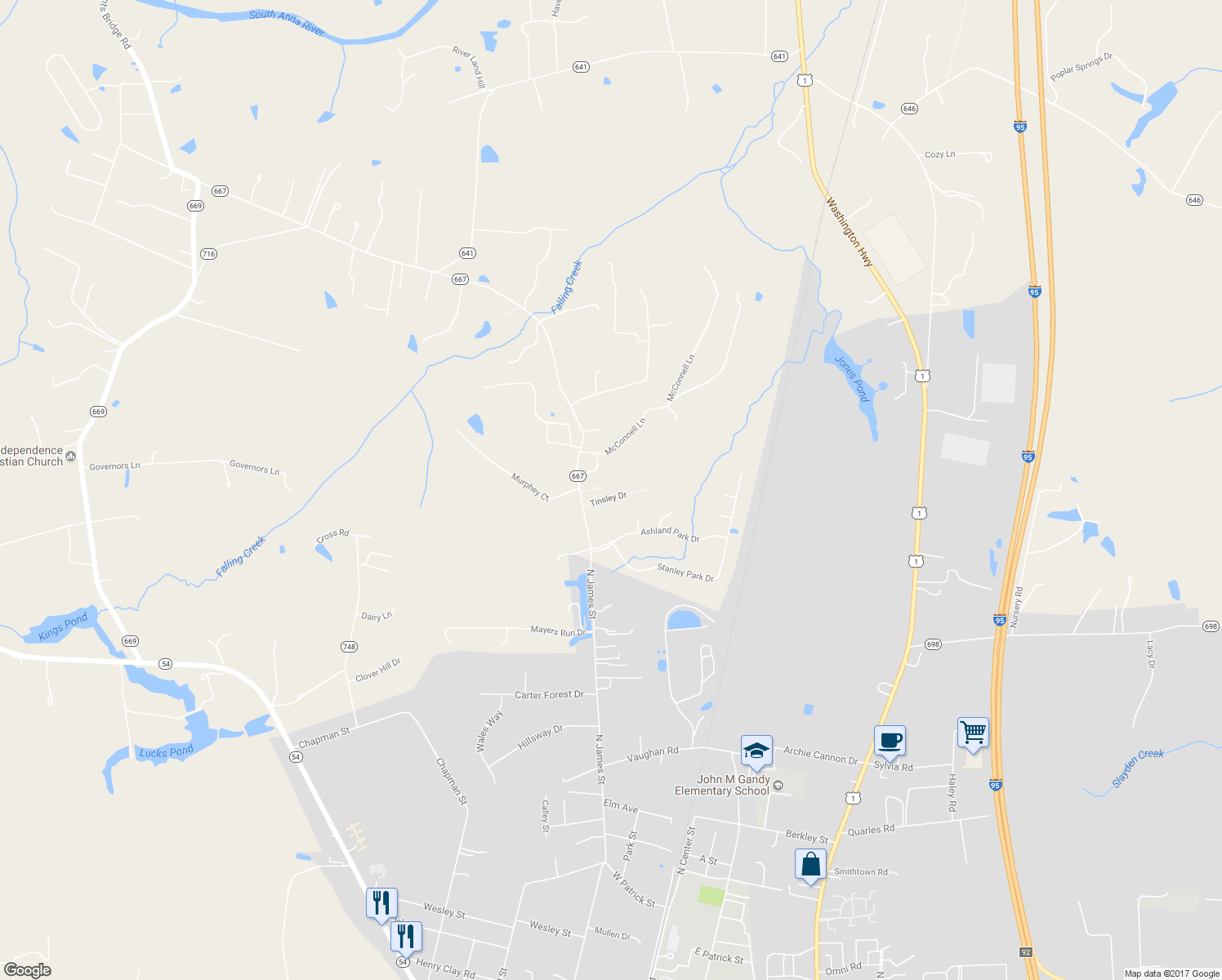 map of restaurants, bars, coffee shops, grocery stores, and more near 11164 Tinsley Drive in Ashland