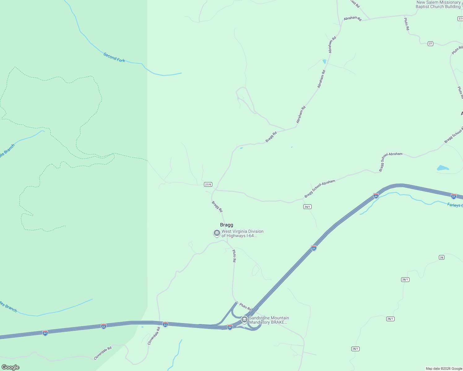 map of restaurants, bars, coffee shops, grocery stores, and more near 720 Bragg Road in Shady Spring