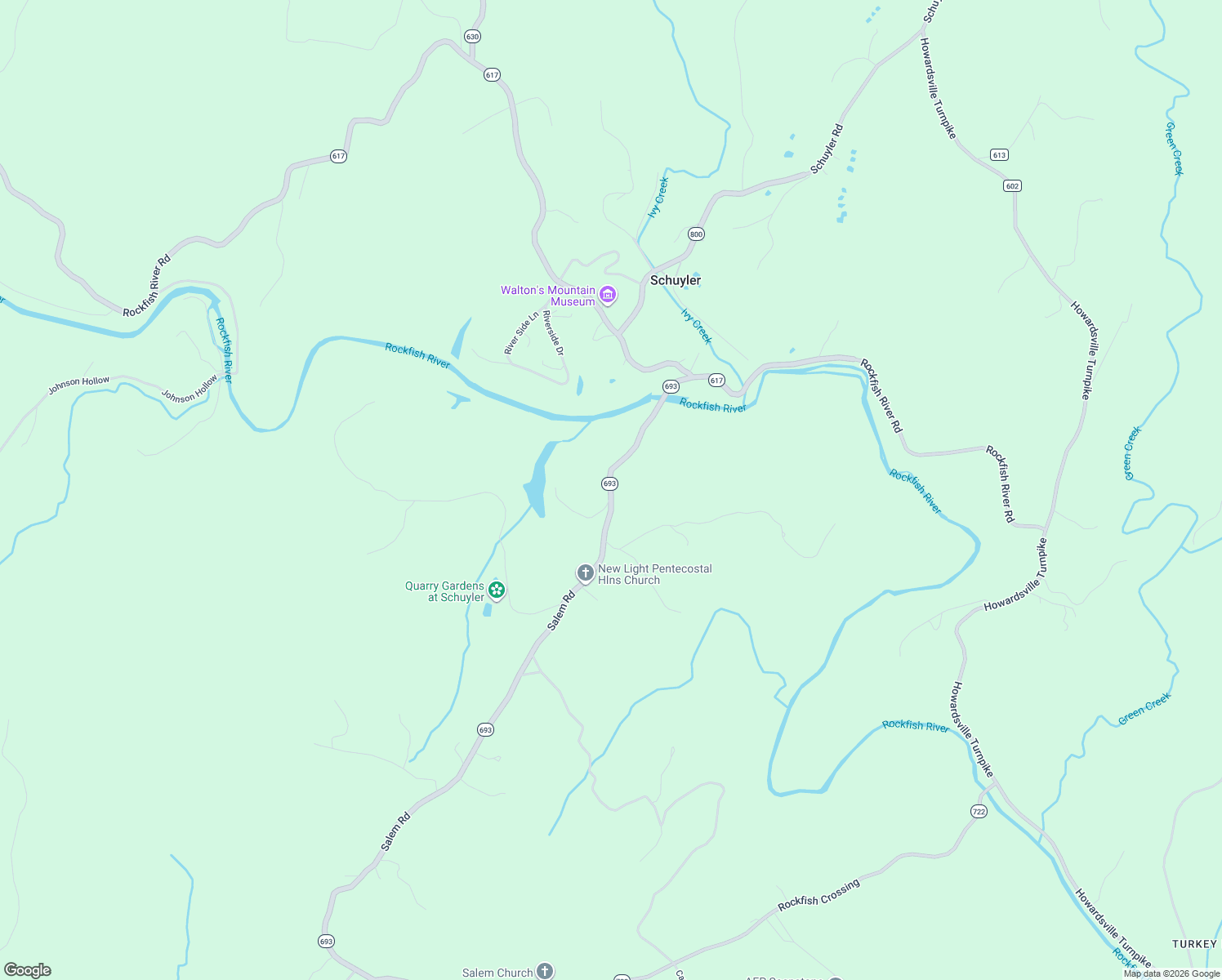 map of restaurants, bars, coffee shops, grocery stores, and more near 2298 Salem Road in Schuyler
