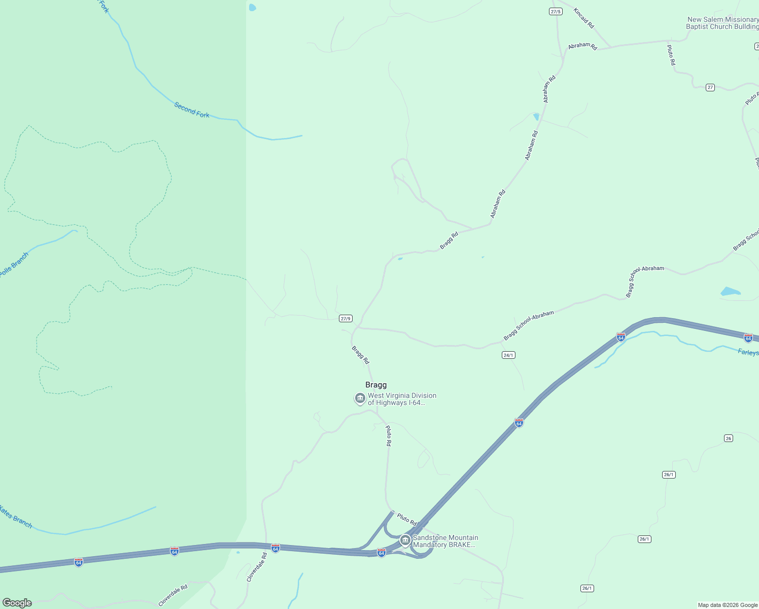map of restaurants, bars, coffee shops, grocery stores, and more near 720 Bragg Road in Shady Spring