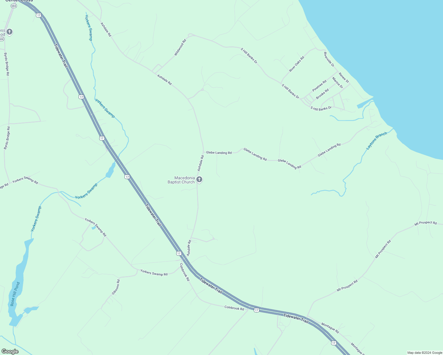 map of restaurants, bars, coffee shops, grocery stores, and more near 200 Glebe Landing Road in Center Cross