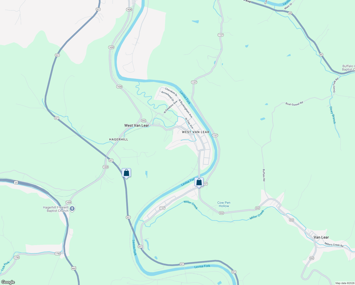 map of restaurants, bars, coffee shops, grocery stores, and more near 152 South Burgler Hollow Road in West Van Lear