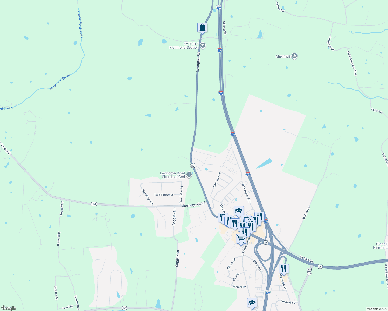 map of restaurants, bars, coffee shops, grocery stores, and more near 4028 Grindstone Court in Richmond