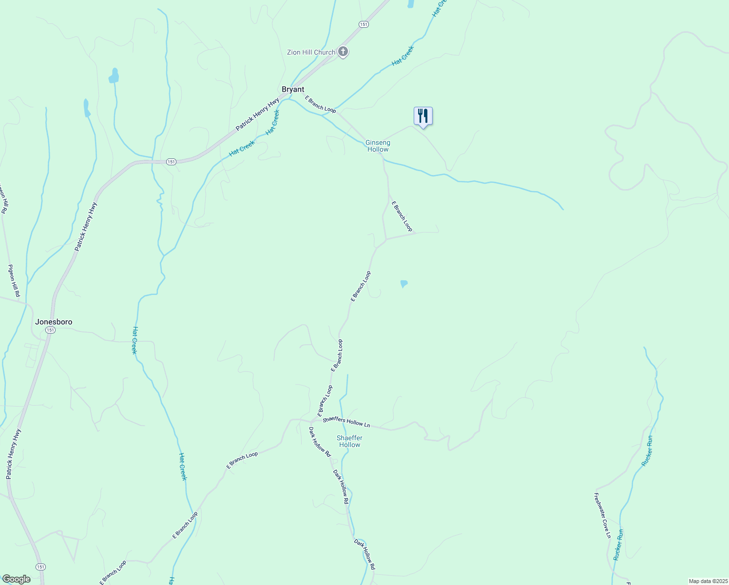 map of restaurants, bars, coffee shops, grocery stores, and more near 2456 East Branch Loop in Roseland