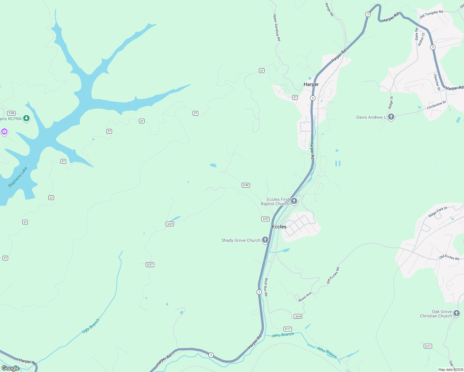 map of restaurants, bars, coffee shops, grocery stores, and more near 312 Shawnee Road in Beckley