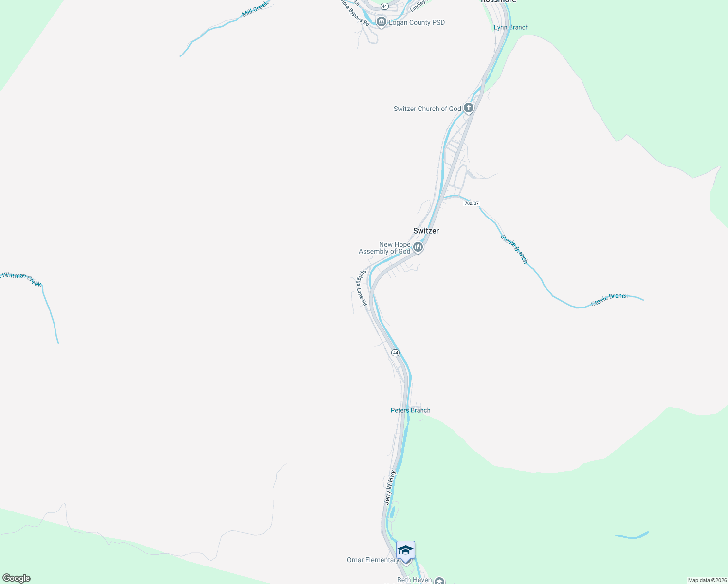 map of restaurants, bars, coffee shops, grocery stores, and more near Upper Switzer Road in Logan