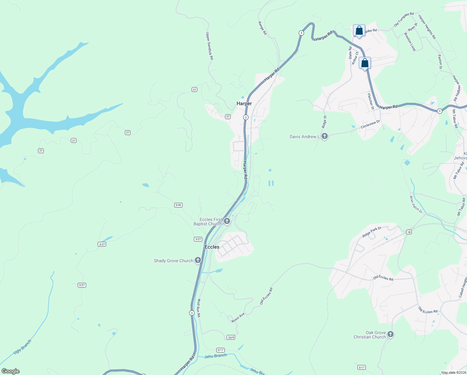 map of restaurants, bars, coffee shops, grocery stores, and more near 209 Ennic Road in Beckley