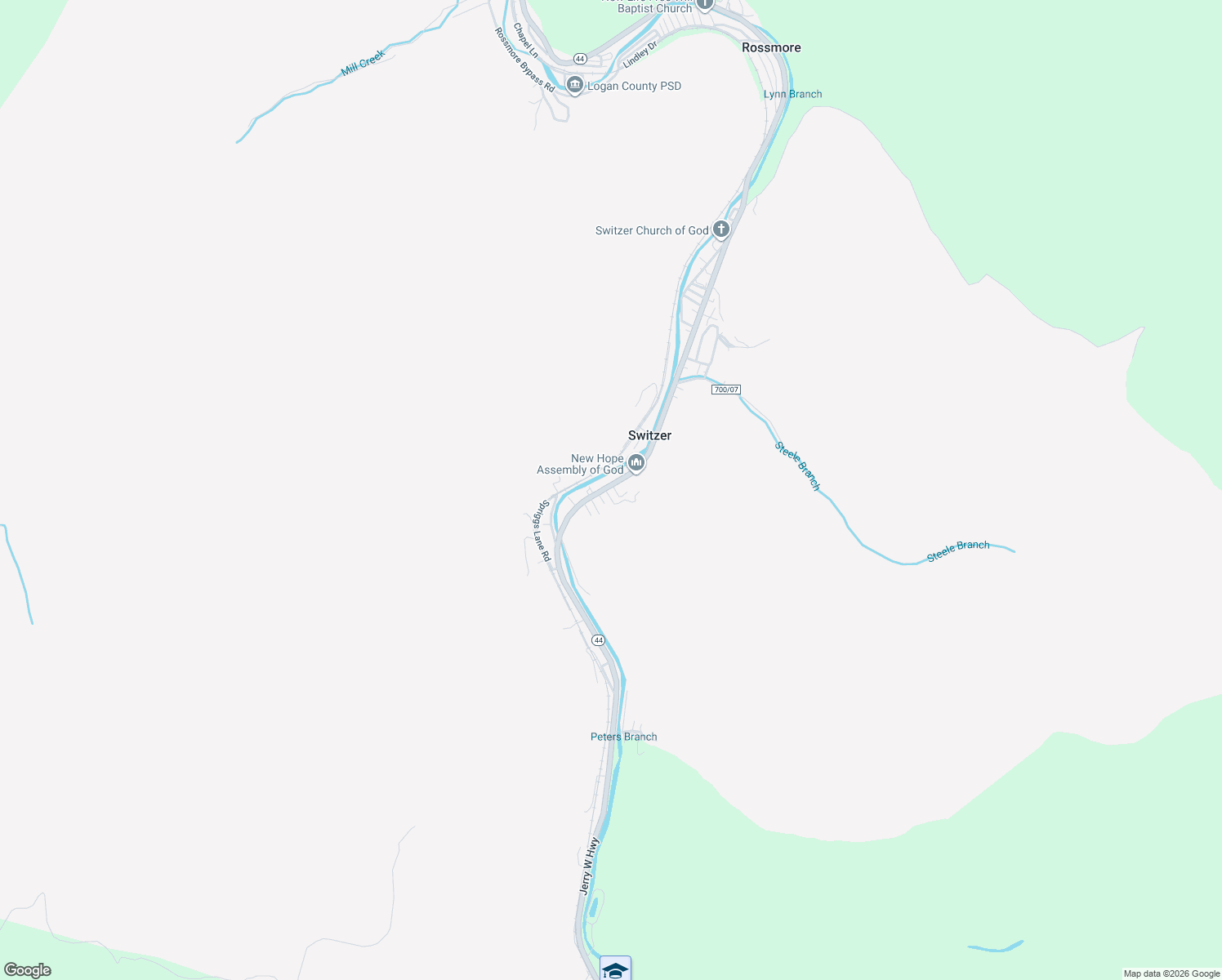 map of restaurants, bars, coffee shops, grocery stores, and more near 5409 Jerry West Highway in Switzer