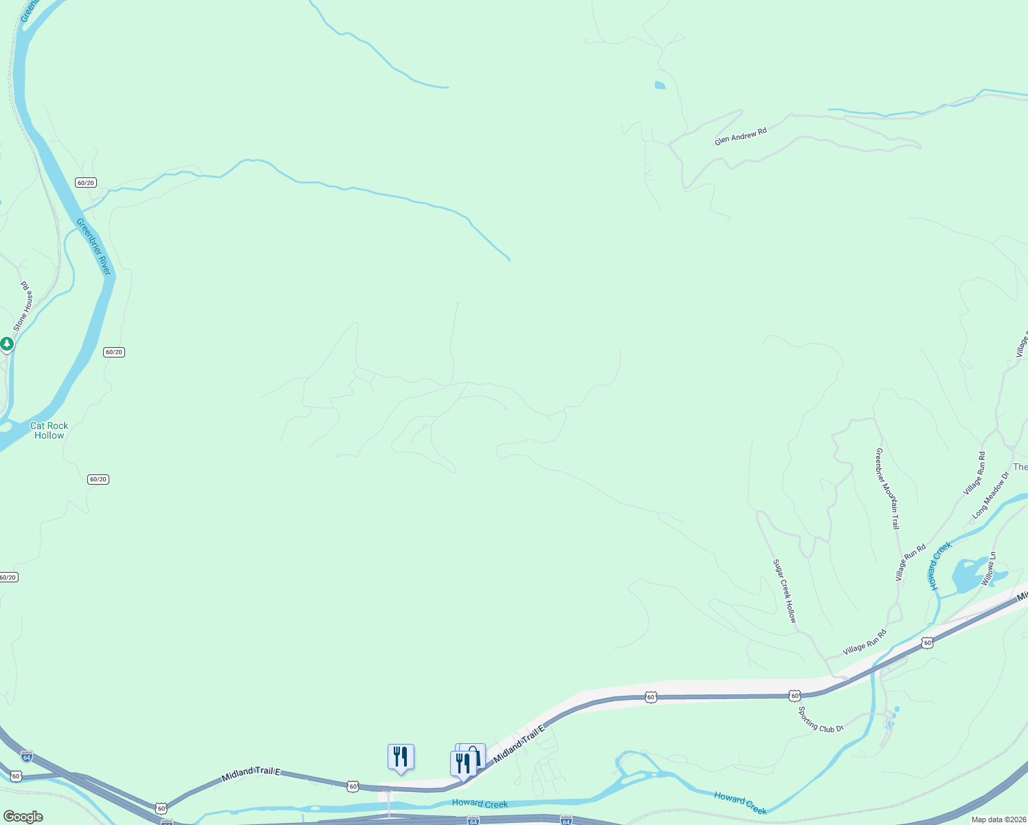 map of restaurants, bars, coffee shops, grocery stores, and more near 284 Hayes Ridge in White Sulphur Springs