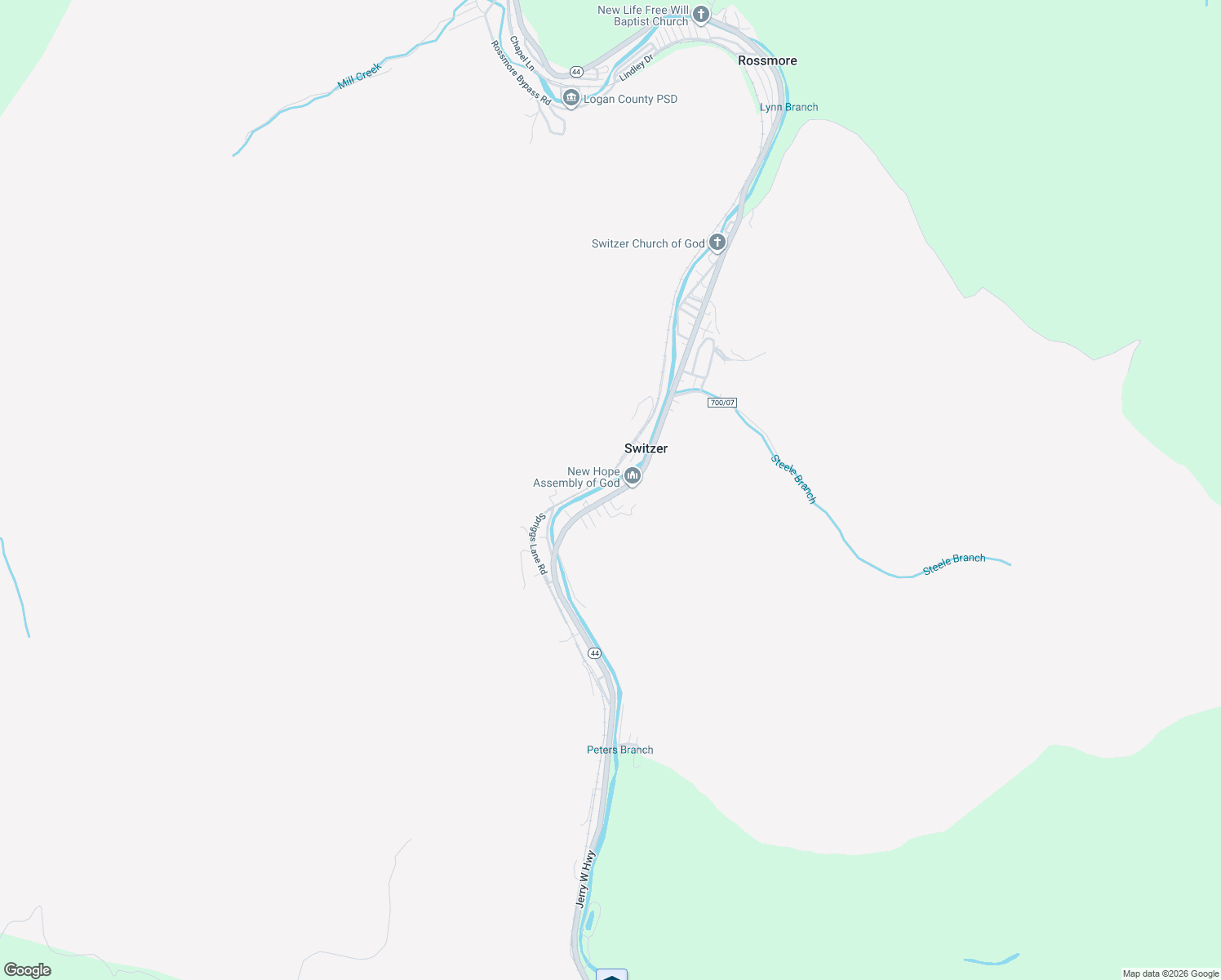 map of restaurants, bars, coffee shops, grocery stores, and more near 5409 Jerry West Highway in Switzer