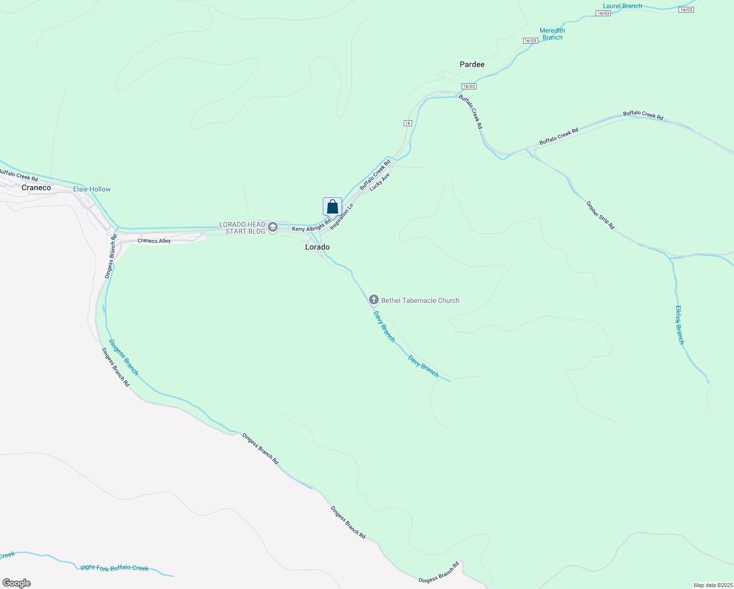 map of restaurants, bars, coffee shops, grocery stores, and more near 396 Davy Branch Road in Lorado