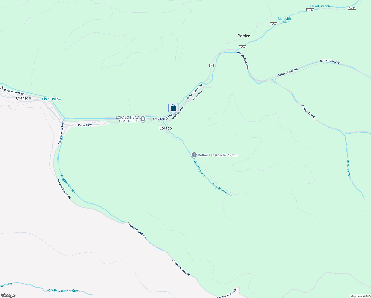 map of restaurants, bars, coffee shops, grocery stores, and more near 396 Davy Branch Road in Lorado