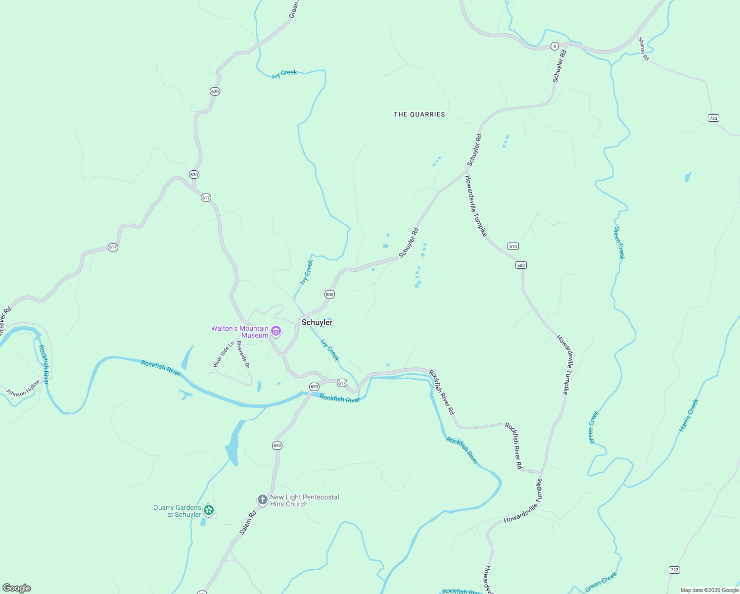 map of restaurants, bars, coffee shops, grocery stores, and more near 163-333 Quarry Hill Lane in Schuyler