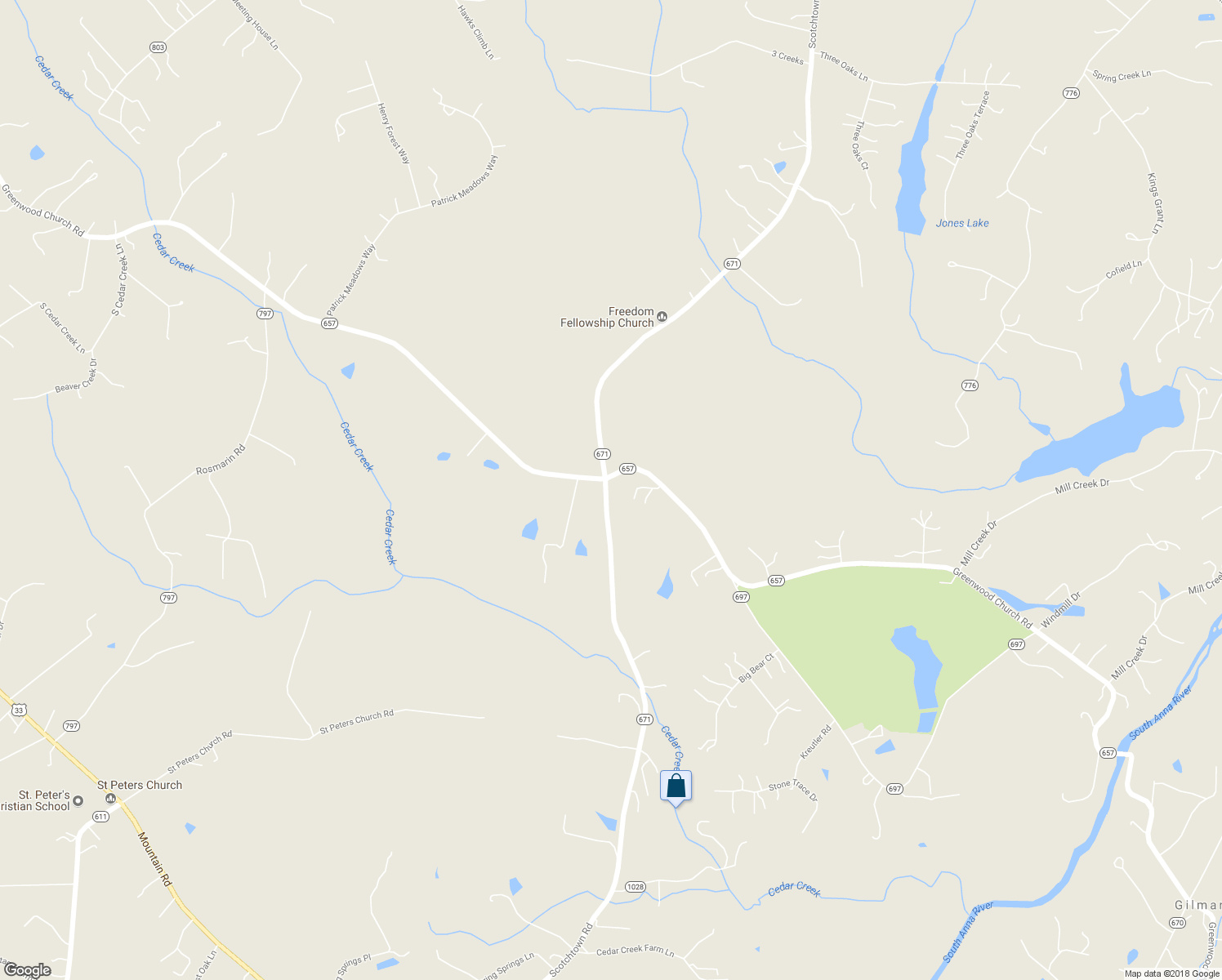 map of restaurants, bars, coffee shops, grocery stores, and more near 15153 Scotchtown Road in Montpelier