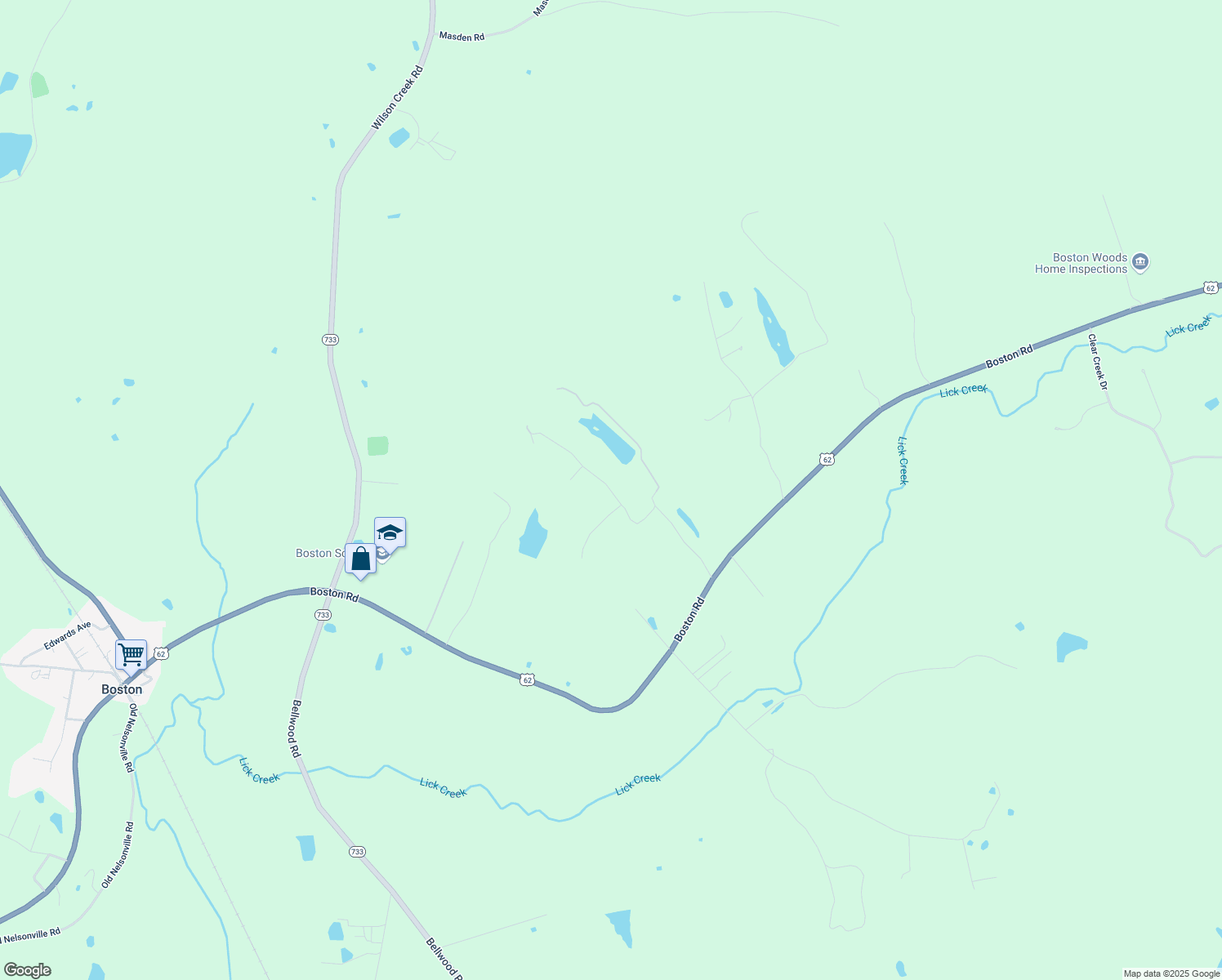 map of restaurants, bars, coffee shops, grocery stores, and more near Timber Trails Road in Nelson County