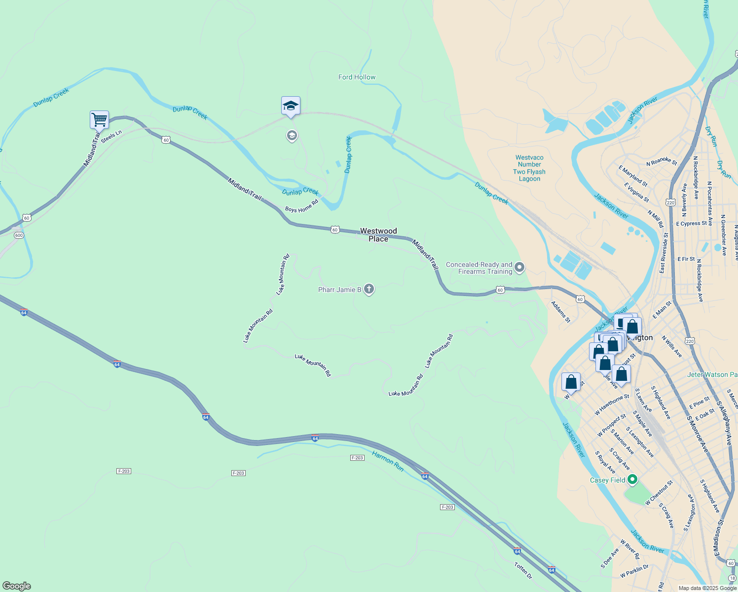 map of restaurants, bars, coffee shops, grocery stores, and more near Luke Mountain Road in Covington