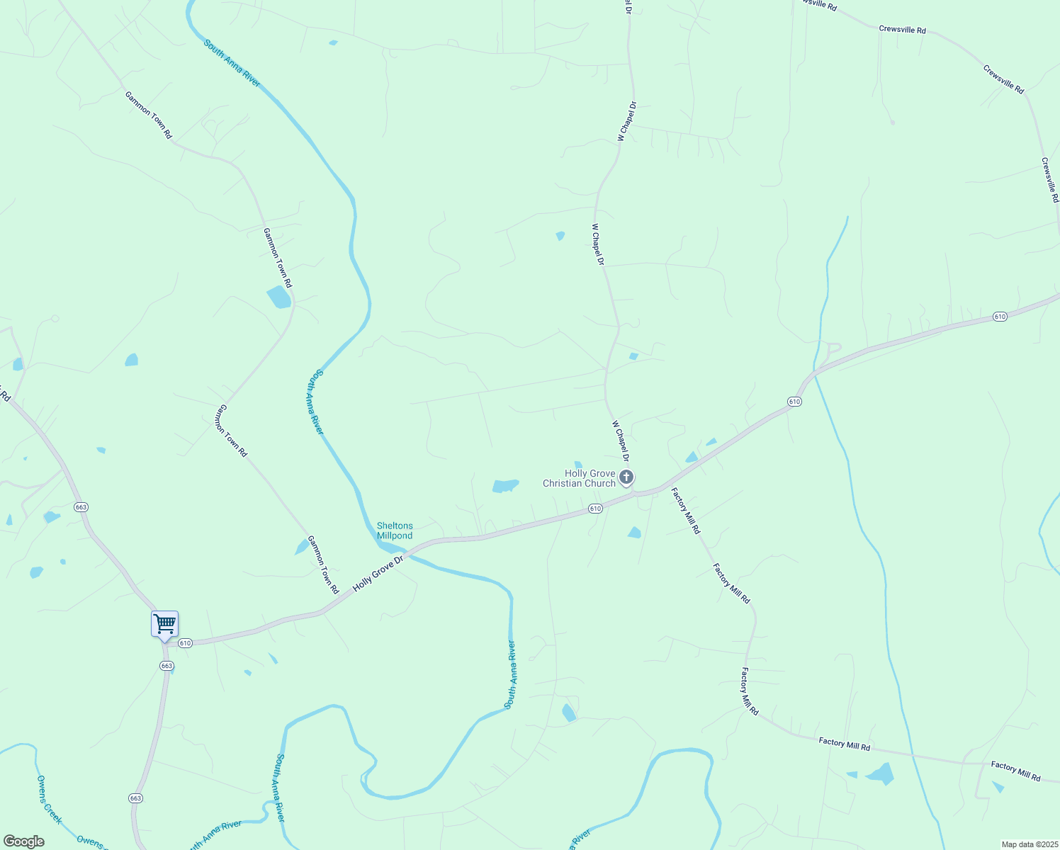 map of restaurants, bars, coffee shops, grocery stores, and more near 249 Holly Trail Road in Bumpass