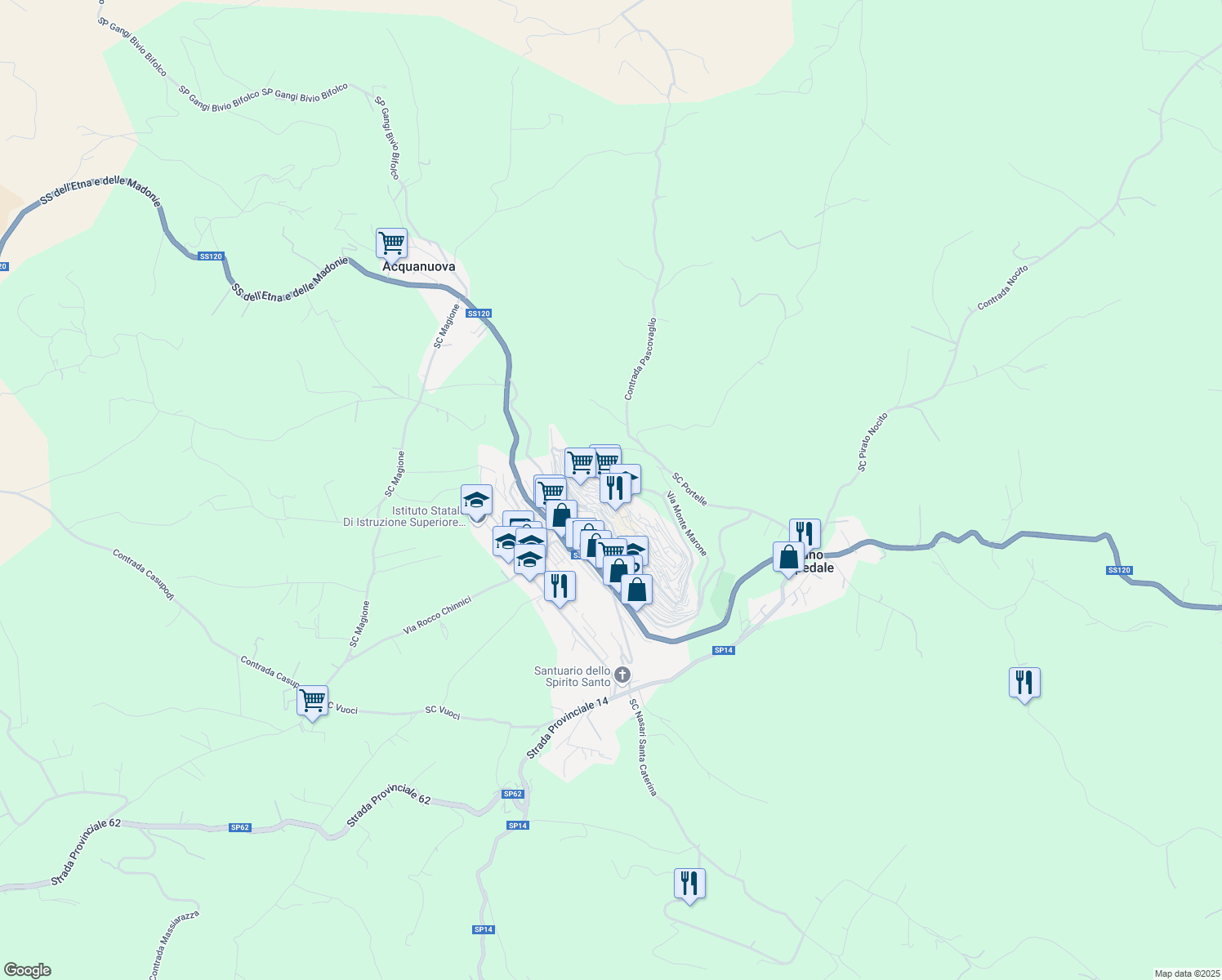 map of restaurants, bars, coffee shops, grocery stores, and more near 17 Corso Umberto Ⅰ in Gangi