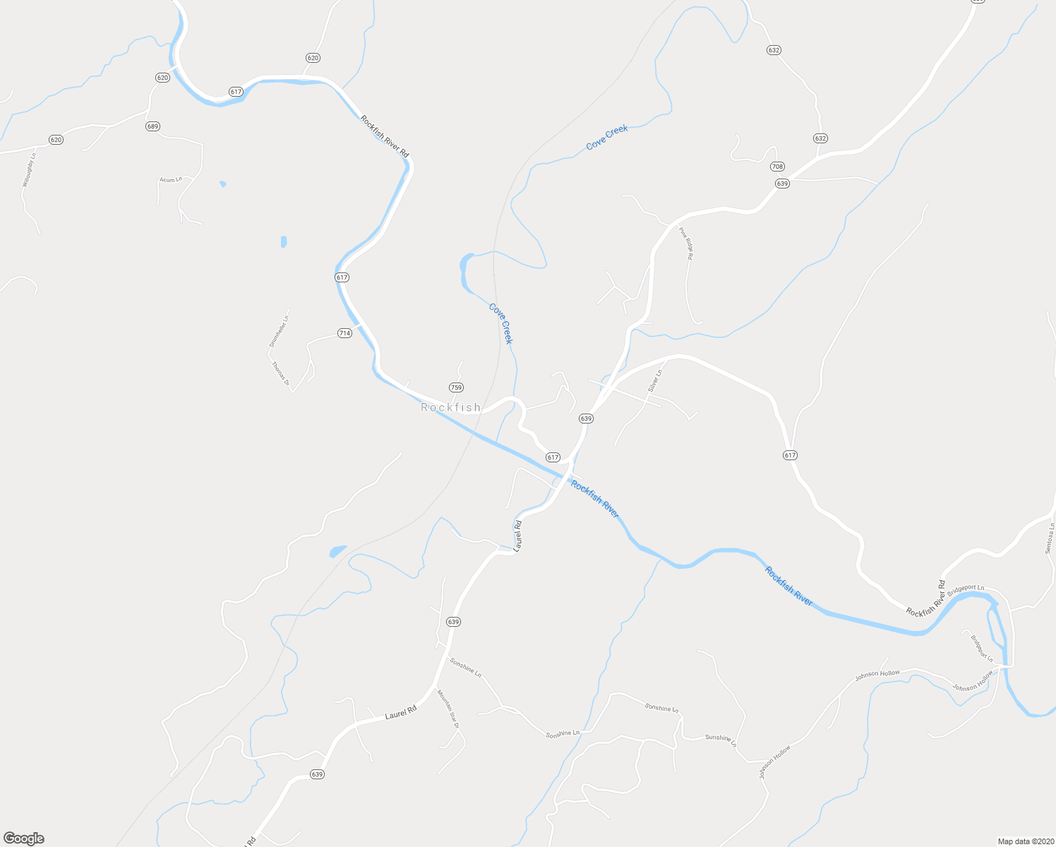 map of restaurants, bars, coffee shops, grocery stores, and more near 10778 Rockfish River Road in Shipman